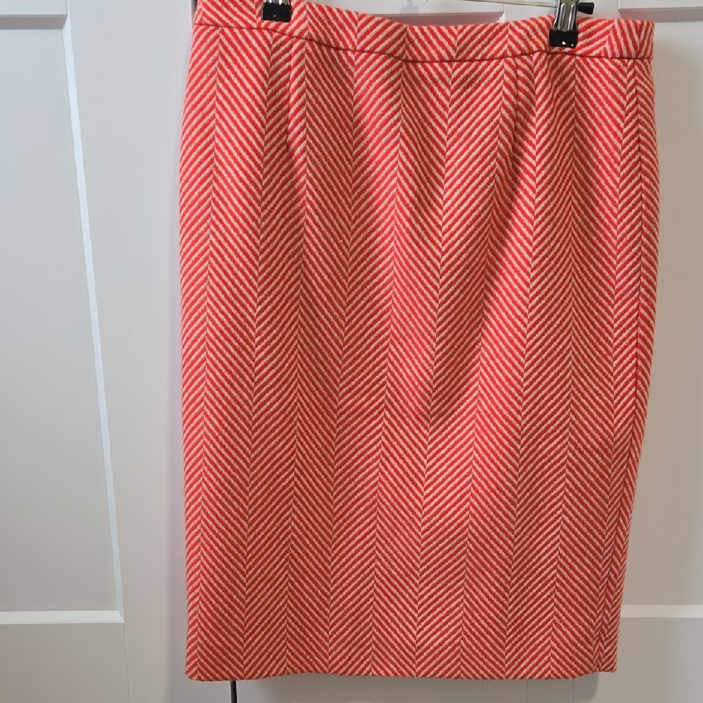 Boden Coral Chevron Pencil Skirt - Womens 6